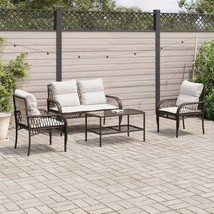 4 Piece Patio Sofa Set with Cushions Brown Poly Rattan - $8,343.66 MXN