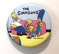 Vintage The Simpsons Button Pin  20th Century Fox 1989 Cartoon Pinback 1.75&quot; - £12.56 GBP