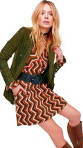 $168 Free People Wool Blend Mini Dress + Slip Small 2 4 Chevron Sweater Retro - £63.62 GBP