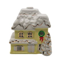 1980's glazed porcelain Victorian holiday house candleholder in original... - $14.99