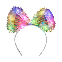 Multicolor LEDs Tinsel Iridescent Bow Headband - £21.98 GBP