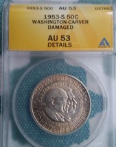 1953-S Washington- Carver commemorative half dollar AU53 damaged ANACS  ... - £24.16 GBP