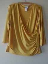 BFA Classics Gold V Neck Top with Side Runching Size 16 - £9.82 GBP