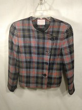 Vintage Pendleton Womens Plaid Wool Side Button Crop Jacket Sz Petite USA! - £27.53 GBP