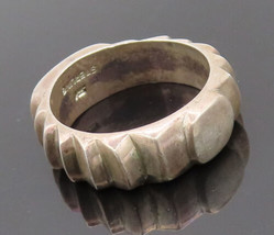 925 Sterling Silver - Vintage Designer Brutalist Step Carved Ring Sz 9 -... - £59.36 GBP