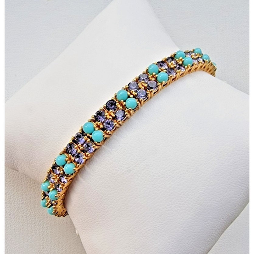 Joan Rivers 925 Sterling Silver Gold Plated Amethyst And Turquoise Bracelet At Item image 9