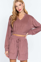 Elasticized Hem Terry Towelling Top - $12.00