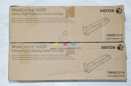 2 New OEM Xerox WorkCentre 6400 Yellow High Capacity Toner Cartridges 106R01319 - $64.35