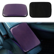 JDM Car Armrest Cover Auto Center Console Box Carbon Leather Cushion Pad Purple - £9.53 GBP
