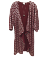 NWT Lularoe Medium Maroon &amp; Silver Elegant Collection Long Shirley Kimono - $776.28 MXN
