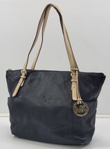 K) Michael Kors Pebble Black Leather Zip Tote Hand Bag - €34,38 EUR