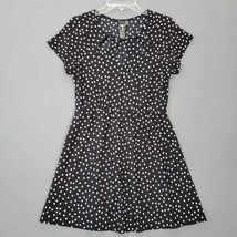 Trixxi Womens Dress Midi Size L Black Stretch Polka Dot Cutout Neck Short Sleeve - £10.27 GBP