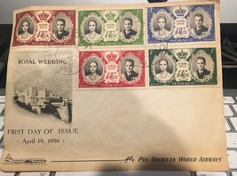 1956 Monaco Royal Wedding First Day Cover w/ Set of 5 Authentic Stamps Used - £8.33 GBP