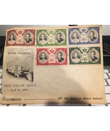 1956 Monaco Royal Wedding First Day Cover w/ Set of 5 Authentic Stamps Used - £8.16 GBP