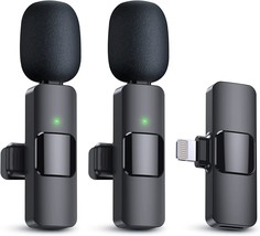 2 Pack Wireless Lavalier Microphones for iPhone, iPad - Crystal Clear Soun - £23.74 GBP