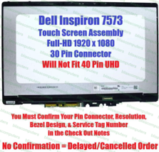 Dell Inspiron 15 7573 i7573 Lcd Touch Screen Assembly 15.6&quot; 1920x1080 30... - $168.30