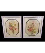 Vintage Set Shabby Cottage Style Pink Framed Flower Prints 11.5"x13.5" Prevost? - £15.85 GBP