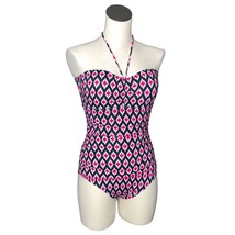 Tommy Bahama Swimsuit One Piece Womens 8 Modest Pink Black Vacation Bathingsuit - £31.97 GBP