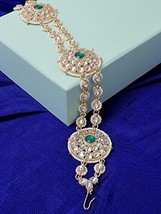 Green Stones Bridal Kundan Head Chain Jewelry Set Women - £19.26 GBP