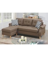 Florra Reversible Sectional Sofa Set Upholstered in Light Coffee Polyfiber - £775.15 GBP