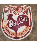 Vintage Farmhouse Rooster Metal Sign The Roost Deli &amp; Cafe ART 25x21 Inch - $112.00