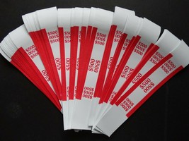100 - Red $500 Cash Money Self-Sealing Straps Currency Bands  - £5.17 GBP