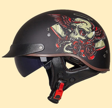 DOT Black Half Open Face Helmet Chopper Biker Cruiser &amp; Scooter Motorcyc... - $78.00