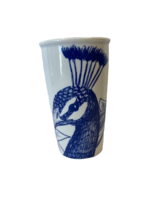 STARBUCKS 12oz Ceramic Tumbler Peacock Blue &amp; White 2016, w/ Lid, NEW - €25,47 EUR