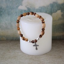 Handmade Olive Wood Beads Bracelet From the Holy Land, Wooden Bracelet, Round Be - £27.93 GBP