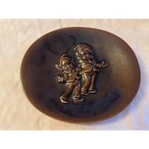 Vintage Ceramic Pixie Elf Brown Trinket Dish Unmarked - Brownie Scouts - £11.38 GBP