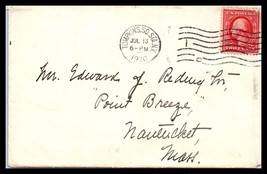 1910 US Cover - Tompkins Sq, New York, NY to Point Breeze, Nantucket, MA B7 - £2.36 GBP