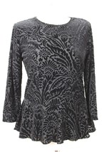 Lauren Ralph Lauren L Black Burnout Velvet Floral Paisley Peplum Top - £25.81 GBP