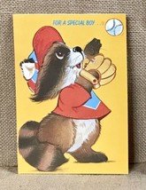 Ephemera Vintage Olympia Anthropomorphic Baseball Player Raccoon Greeting Card - £2.95 GBP