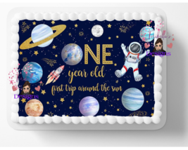 One Year Old First Trip Around The Sun Image Edible DIY 1st Birthday Cak... - £11.21 GBP+