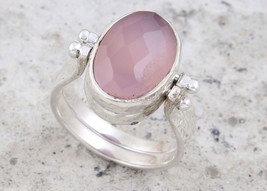 925 Sterling Silver Rose Quartz Gemstone Handmade Reversible Ring Ideal Gift - £55.48 GBP