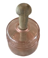 Vintage Pink Depression Glass Butter Press Mold Cow Stamp Wooden Plunger... - $742.39 MXN