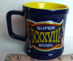 Super Bowl Mug New England Patriots Carolina Panthers 2004 Hologram Tag ... - $22.56