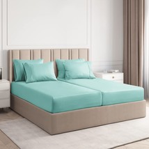 Split King Size Sheet Set - 7 Piece Set -Spa Blue - Hotel Luxury Bed Sheets - £38.11 GBP