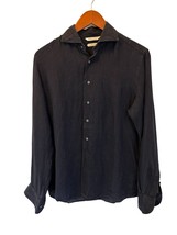 Suitsupply Linen Shirt Navy Blue Long Sleeve Size 14.5 / 15 Slim - $629.05 MXN