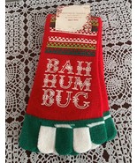 Target Ladies Holiday Bah Hum Bug Design Toe Socks 9 to 11  Black Red Br... - £8.58 GBP