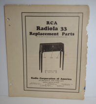 RCA Radiola 33 Vintage Original 1929 Replacement Parts Radio Victor 4 Pages - $20.43
