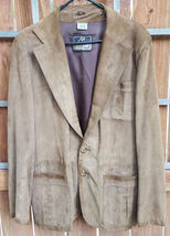 Vintage MATTERHORN INTERNATIONAL Suede Leather Coat/Jacket-Tan-L-Button ... - $33.74