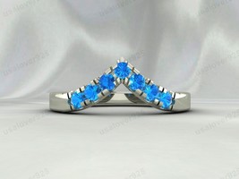 Topaz Gemstone Eternity Band Ring 925 Sterling Silver Dainty Women&#39;s Jewelry - £38.89 GBP