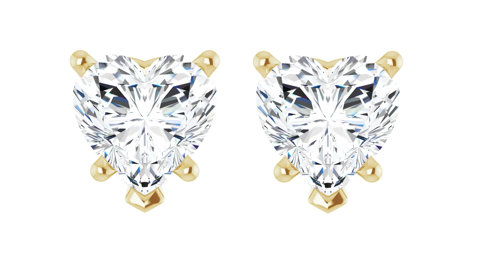 Heart Natural Mined Diamond Studs 14k Yellow Gold (1.43 Ct D-e SI1-SI2) - £3,020.96 GBP