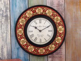 Wooden Hand Crafted Painted Wall Clock Handcrafted Wall Decor Living Roo... - $156.55