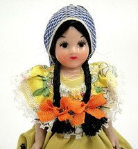 Mexico Girl Hard Plastic Doll Long Braids Yellow Dress Glitter and Lace 6&quot; - £5.25 GBP