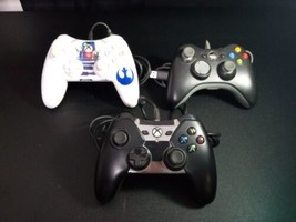 Xbox 360 Wired Controllers lot of 3 PowerA Spectra, Star Wars not wireless RARE - £27.48 GBP