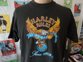 Vintage 90s Harley Davidson Rules Eagle Single Stitch T Shirt XL - £43.79 GBP