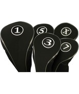BLACK ZIPPER 1 3 5 7 X DRIVER WOOD HEAD COVERS GOLF CLUB HEADCOVER FULL SET - €29,59 EUR