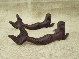 2 Cast Iron NAUTICAL MERMAID Drawer Pull Door Handles Gate Rustic Beach ... - $25.21 CAD
